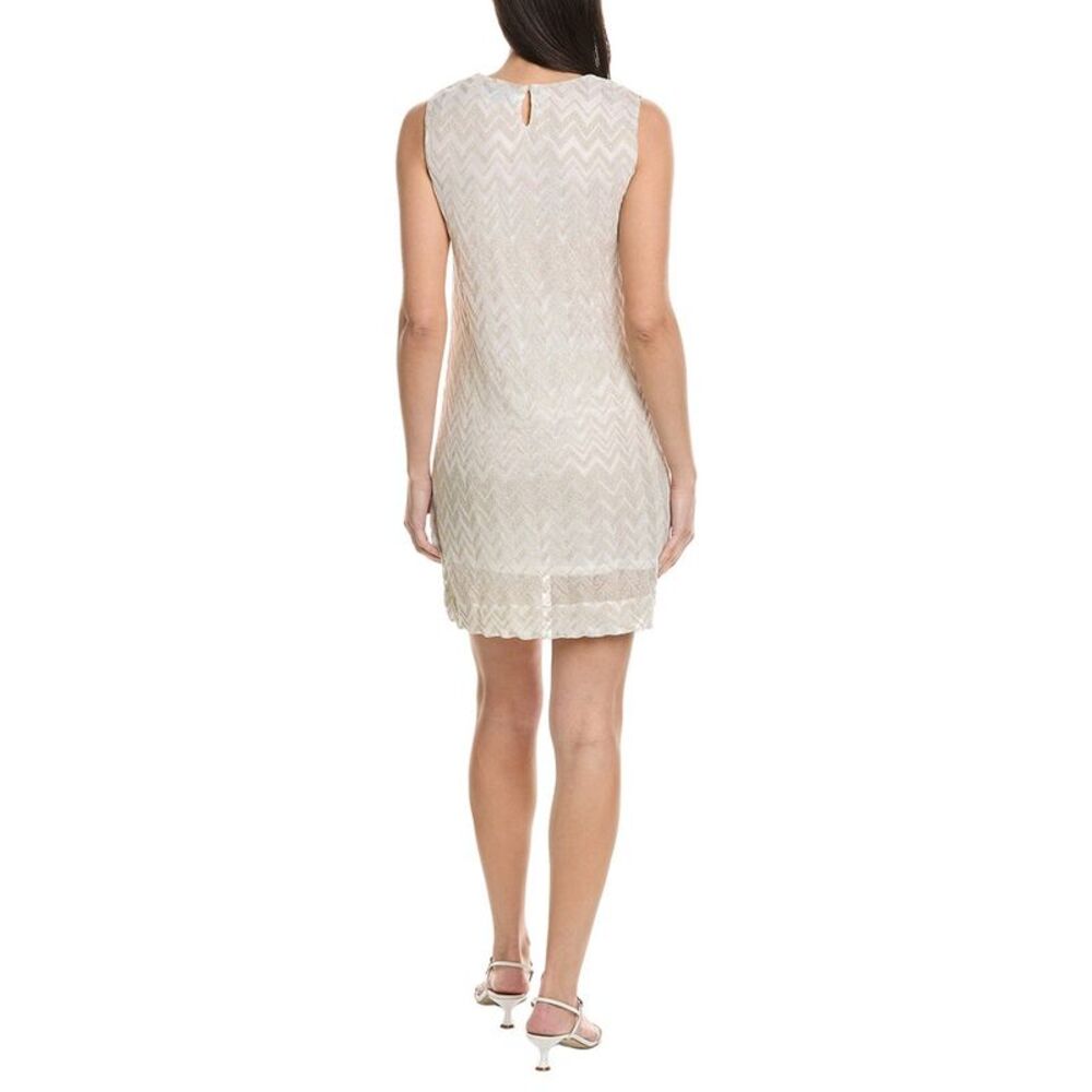 M Missoni Womens  Metallic Zigzag Print Shift Dress, White - Picture 2 of 3